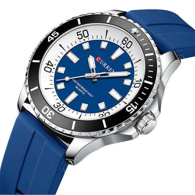 Curren 8448 Waterproof Simple Business Men's Watch Luminous Hands Quartz Analog Silicone Strap Fashion Sport Men Watches