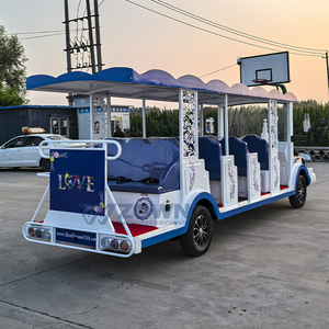 รถบัสไฟฟ้าสำหรับเที่ยวชมสถานที่ 30 ที่นั่ง สีขาวหลังคาสีน้ำเงิน เปิดข้างได้ เหมาะสำหรับการขนส่งในสวนสาธารณะ - Product Image 6