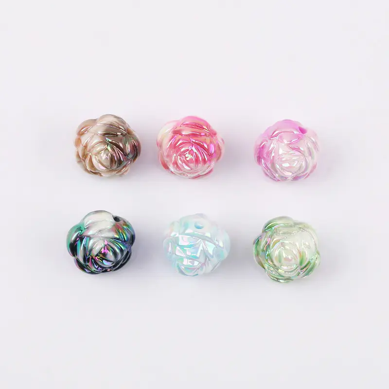 Acrylic rose ball beads handmade DIY beaded bracelet hair accessories mobile phone chain jewelry accessories