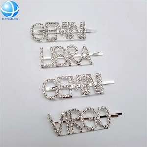 Custom 12 Horoscope Metal Rhinestone <strong>Hair</strong> <strong>Pins</strong> Stick <strong>Bridal</strong> Letters Bobby <strong>Hair</strong> <strong>Pins</strong> Women <strong>Hair</strong> Accessory Ornament - Product Image 6