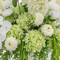 Arrangement floral artificiel de luxe personnalisé, roses et hortensias verts et blancs, pour mariage, banquet, table, table d'accueil, décoration d'événements et accessoires