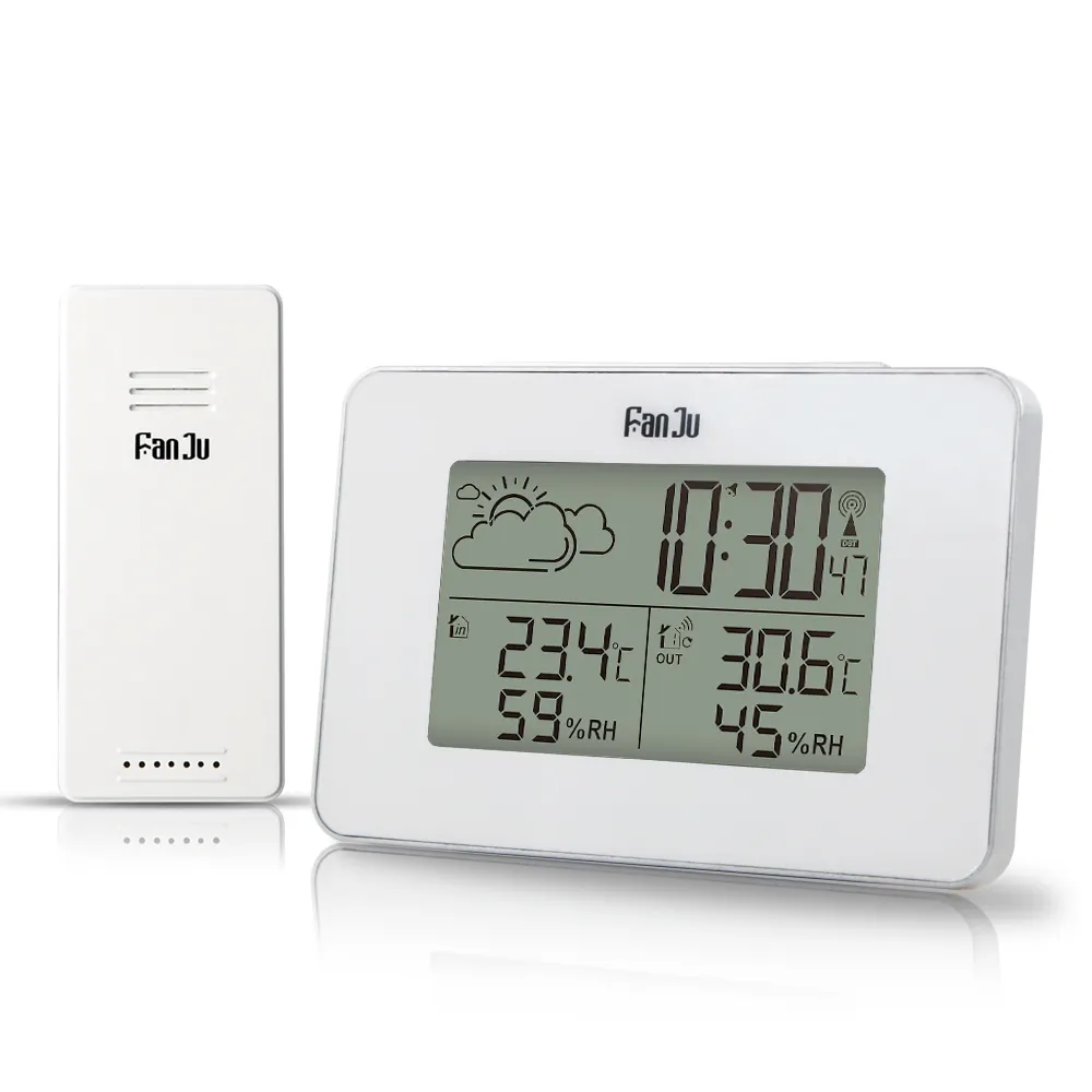 Sveglia orologio digitale sensore Wireless temperatura umidità previsioni Snooze orologi da tavolo DCF stazione meteorologica decorazioni per la casa