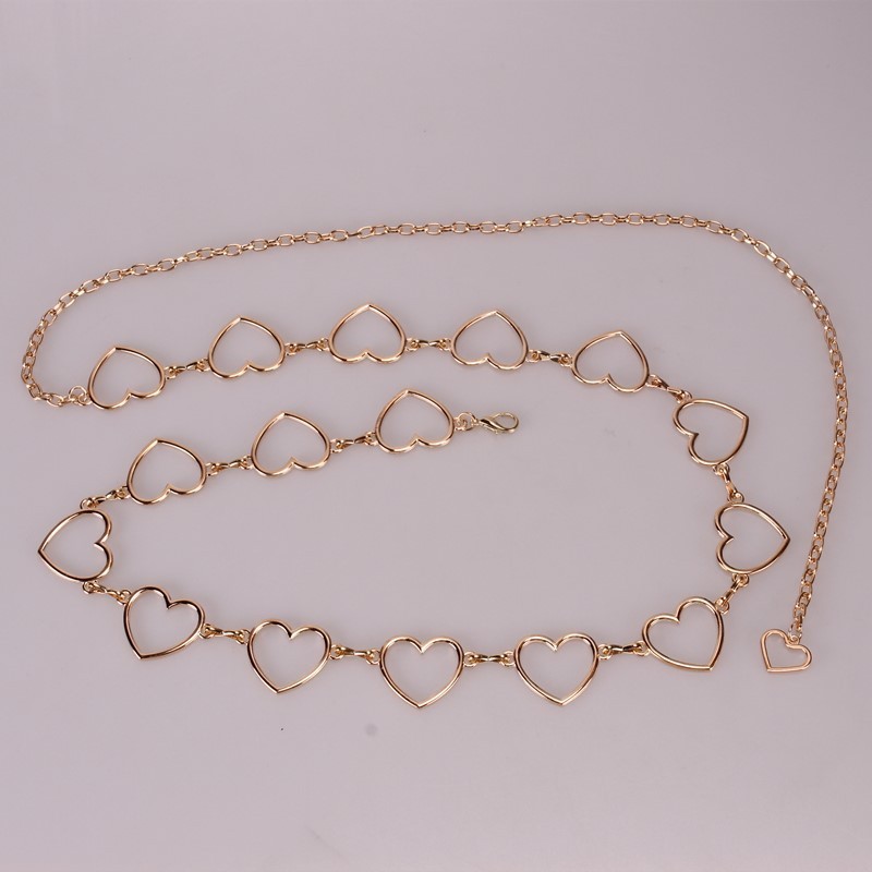 Large heart-shaped silver waist chain
