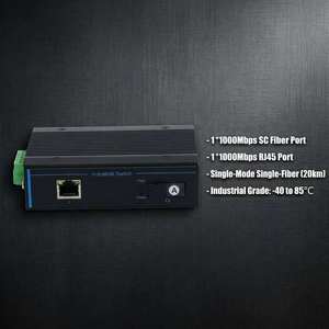 Switch Ethernet Industriel Gigabit 1 Port Fibre SC vers 1 Port RJ45 Monomode Monofibre 20km DC48-57V Large Plage de Température IP40 - Product Image 5