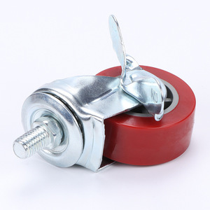 Wolverhampton 2-Inch Pu Caster With Screw Side Brake Swivel Wheel Red Trolley Wheel - Product Image 3
