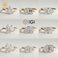 Bague de fiançailles personnalisée en or véritable 10k 14k 18k avec diamant de laboratoire certifié IGI VVS, bague en diamant poire Toi et Moi