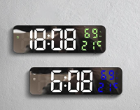 Horloge LED colorée avec écran miroir en plastique carré de 671 mm, réveil avec lumière RVB pour enfants, salon, maison