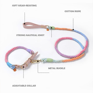 Corda in tessuto di cotone colorato collari morbidi per animali domestici guinzaglio forte e resistente al collare per cani guinzaglio - Product Image 2