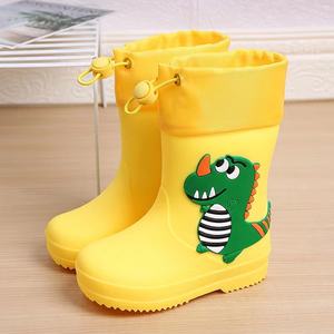 <strong>Low</strong> MOQ Easy on PVC <strong>Wellies</strong> Kid's Waterproof Animal Character With Contraction Rope Children Printed Rain Boot Cotton-padded - Product Image 4