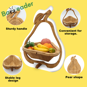 अनुकूलित बांस फल टोकरी बहुक्रियाशील फोल्डेबल बांस फल सब्जी भंडारण टोकरी घर भंडारण - Product Image 3