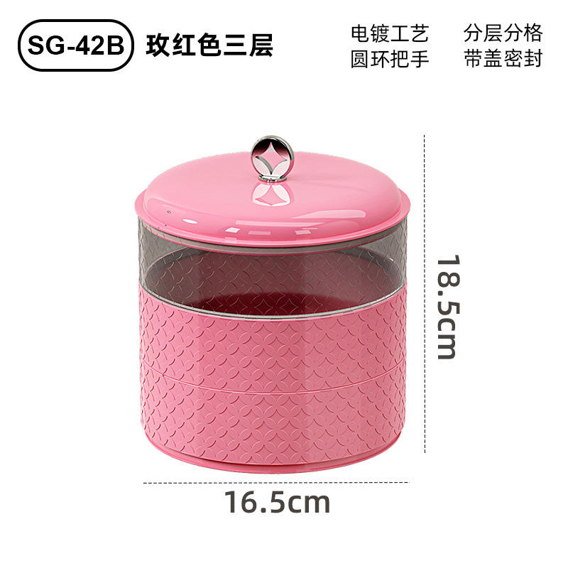 กล่องขนมคริสต์มาส [สีแดงกุหลาบสามชั้น]