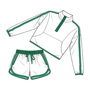 GLS0096 Custom Little Active Girl green white <b>patchwork</b> Outfits Kids Wholesale Children's Set - Product Image 5