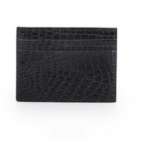 Tempat kartu dompet ramping PU kulit LOGO kustom wanita tempat kartu kulit buaya minimalis