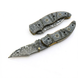 Cuchillo de Caza Plegable Hecho a Mano con Hoja de Acero de Damasco y Mango de Madera, Personalizable OEM, para Camping, EDC, Grado Industrial, para Hombre - Product Image 1