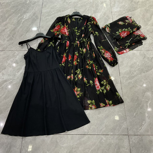 Luxury Women Rose Print Silk Chiffon Maxi Dress Two Piece Set Elegant Floral <b>Long</b> Dress With Silk <b>Slip</b> Dress - Product Image 3