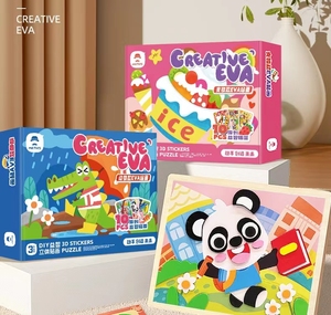 Autocollants 3D en mousse EVA pour les tout-petits 10 en 1 DIY Cartoon food Animal Painting Stickers Preschool Art Class Drawing Sticker - Product Image 1