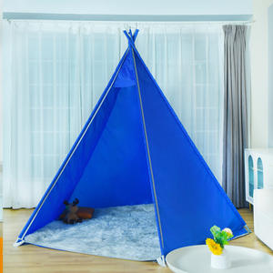 Carpa Piramidal Azul para Niños, Casa de Juegos Interior, Carpa Infantil de Tela Oxford 210D con Tapete Suave y Espacio de Almacenamiento para Juguetes - Product Image 1
