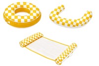 Ensemble de hamac flottant gonflable rayé pour piscine et plage, avec appui-tête et siège annulaire pour enfants et adultes