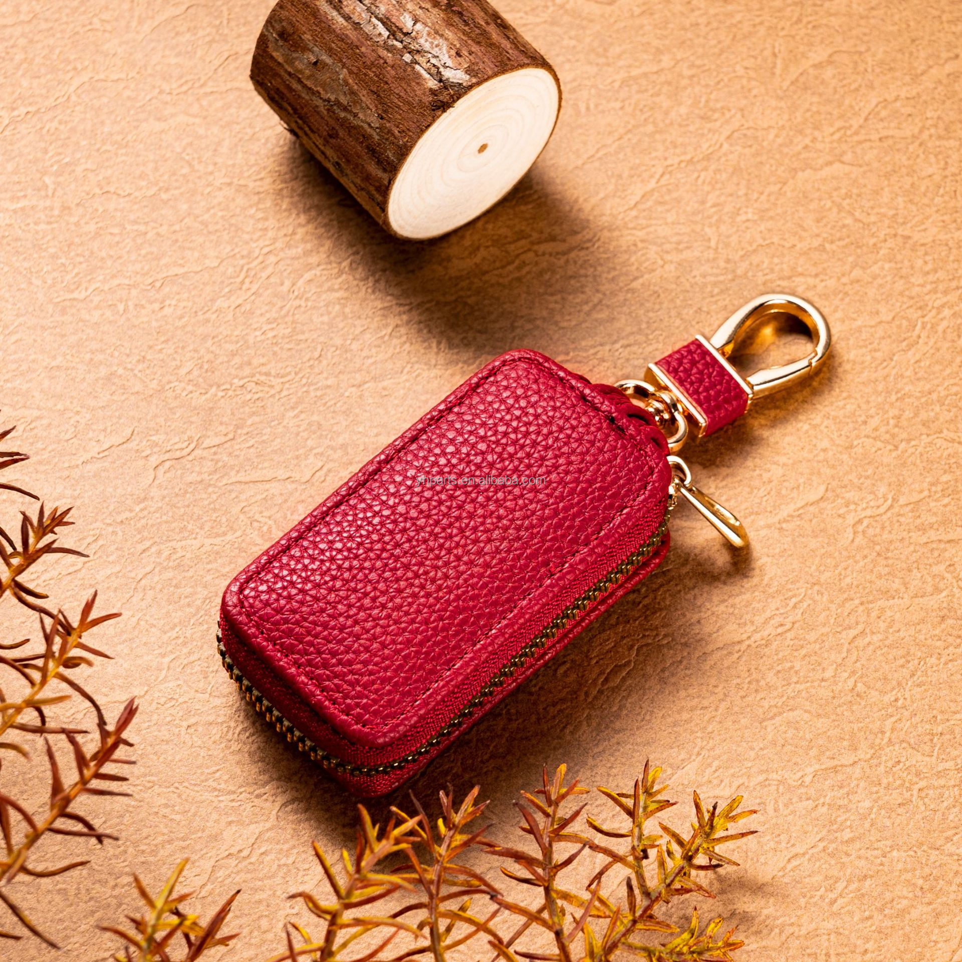 YH Key case-28: High-Quality PU Leather Car Key Cover with Zipper | Guangzhou Yuanhuang