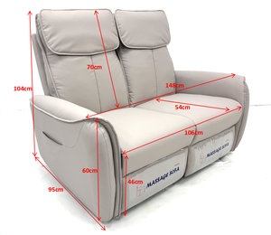 Sofa duduk dua tempat duduk, dudukan Sofa 2 tempat duduk Sofa rumah teater ganda dengan pijat pemanasan getaran - Product Image 5