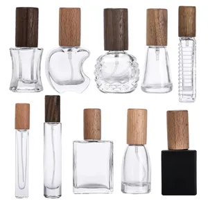 Grosir Logo kustom 5ml botol semprot parfum Mini Travel portabel kosong dapat diisi ulang botol semprot 10ml botol parfum kayu hitam