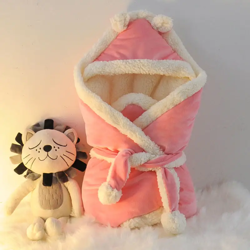 תינוק שמיכת אחיזת מעובה סתיו וחורף יילוד תינוק גלימת יילוד רב תכליתי שימוש כפול יוצא פליז שמיכה