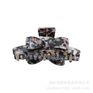 Pince à cheveux en acétate style coréen avec nœud pour femme, accessoire décontracté, pince requin à motif rétro - Product Image 4