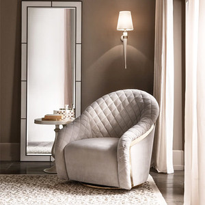 Canapé individuel de style italien - Fauteuil de détente luxueux et confortable avec tissu à motif losanges créatif pour salon - Product Image 2