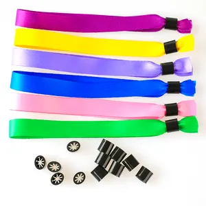 Eco Friendly Hot Sell High Quality Event Party Custom Hand Band Colorful Print With Slide Stopper Satin Ribbon Fabric Wristband