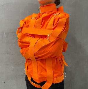 Jaket Medis Kanvas Oranye dengan Gesper Logam, Pakaian Pengikat Manikur, Pakaian Pengikat Diri untuk Penjara yang Aman - Product Image 3