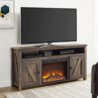 Meuble de salon moderne en bois blanc avec cheminée LED, support pour téléviseur plasma de 75 pouces, console, table