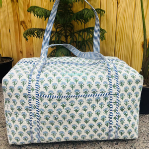 Sac fourre-tout matelassé en coton grande taille, personnalisable, imprimé floral, lavable, sac de voyage, sac de yoga et de shopping écologique - Product Image 2
