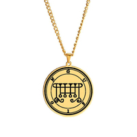 Collier pendentif en acier inoxydable avec sceau de démon Asmoday, sceau des origines, clé de Salomon, amulette goétique, talisman, bijoux