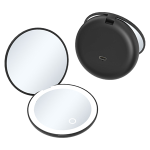 Vòng Magnifying LED di động màn hình cảm ứng dễ thương trang điểm gương Vanity gương với đèn nhỏ gọn <span class=keywords><strong>t</strong></span>úi make up tay gương Logo - Product Image 1