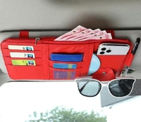 Organisateur de pare-soleil de voiture en cuir PU, pochette de rangement intérieure pour voiture avec