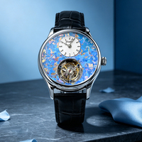 Jam Tangan Mekanik Tourbillon Premium Baja Tahan Karat 316L Dial Titanium Motif Bunga Es Kaca Safir Tahan Air 5ATM