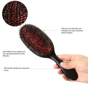 Boar Bristle Detangling Brush Paddle Air Cushion Scalp Massage Comb Anti Frizz Styling <b>Tool</b> for Thick Curly Hair Bulk - Product Image 3