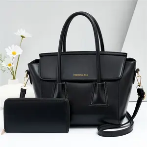 Wholesale vintage PU leather Women's tote hand bags and purse set shoulder bag ladies handbag