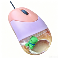 Souris optique aquatique personnalisable avec logo OEM, style dessin animé, design 3D liquide (eau/huile), souris de bureau en acrylique à mouvement liquide