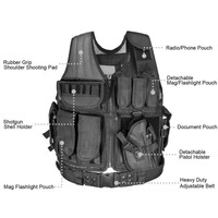 Gilet tactique en maille CS Game avec 12 pochettes et étui pour chargeur, style veston Molle