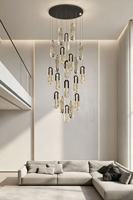 Décoration intérieure contemporaine, lustre moderne pour plafond, escalier de villa ou d'hôtel, lustre luxueux en cristal lumineux