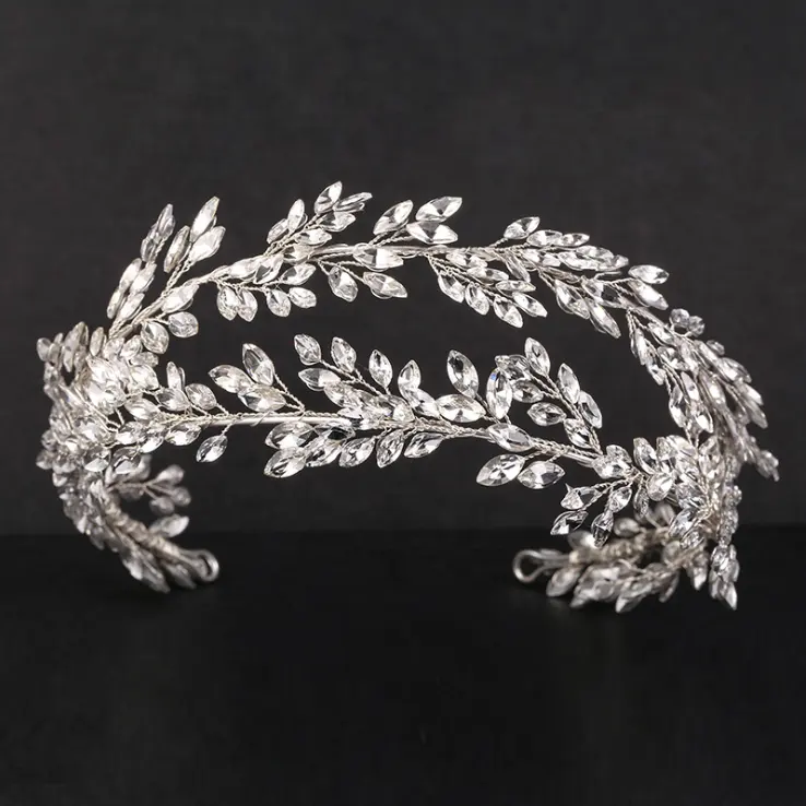 Finestyle-Diadema nupcial con diamantes de imitación, accesorios para el cabello para novia