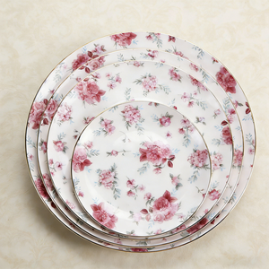 Set di Piatti Piani in Ceramica con Design Floreale Primaverile Personalizzato all'Ingrosso 8 10 12 Pollici Piatti in Porcellana con Fiori - Product Image 3