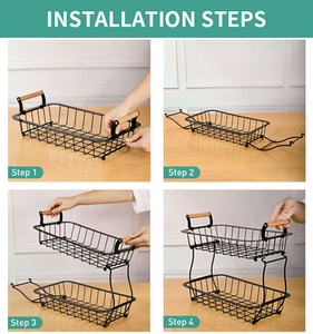 Hot Selling Detachable Metal <strong>Table</strong> 2-tier Countertop Fruit Vegetables <strong>Basket</strong> Hotel Fruit <strong>Baskets</strong> for Kitchen - Product Image 4
