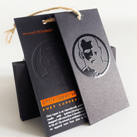LOPAL Étiquettes personnalisées de vêtements en carte noire Carte recyclée avec logo en relief UV Logo en feuille de cuivre imprimé Étiquettes à suspendre pour vêtements