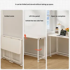 Escritorio de ordenador de madera plegable de altura ajustable para apartamento pequeño y <span class=keywords><strong>estudio</strong></span> en casa de estudiantes No requiere instalación - Product Image 2