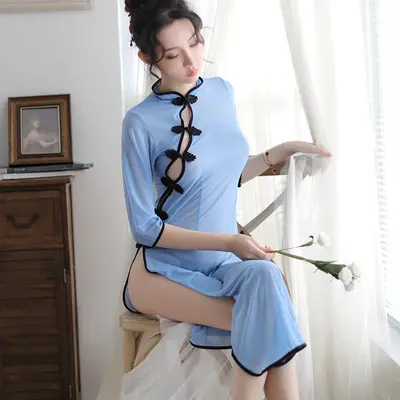 Ropa de talla grande para mujer, Cosplay chino, chica, disfraces de juego de rol, Cheongsam, lencería, trazos, muñeca Sexy para adultos