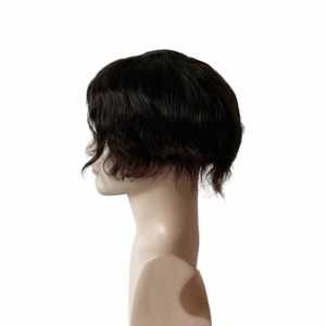 Perruques pour hommes en cheveux humains naturels ondulés avec boucle en PU, système capillaire pour hommes, toupet, au meilleur prix # 1B Taille personnalisée 9*11 - Product Image 3