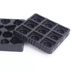 Customize PVC PET PS tray packaging product suppliers golden plastic chocolate/cookie insert tray blister decorations