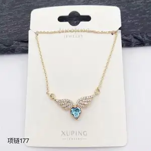 1069 Jingjing Xuping tim mạ vàng đồ trang sức pha lê mặt dây chuyền Nhiều màu kỷ niệm Vòng cổ đồ trang sức